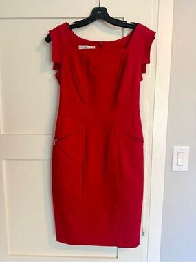 Red Cap-Sleeve Sheath Dress - Brenda Beddome